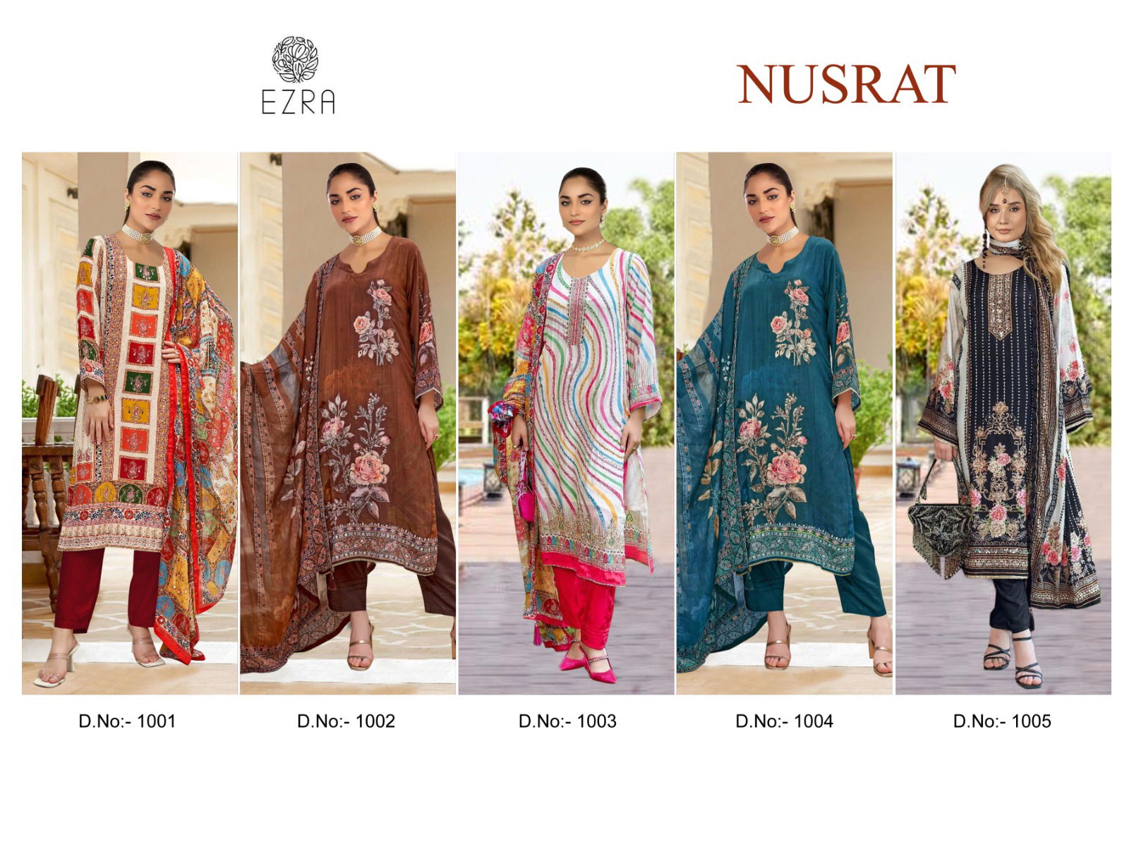 Ezra Nusrat Maslin Cotton Embroidery Pakistani Dress Material Wholesale Online